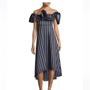 Chic Off-Shoulder Striped High Low Dress